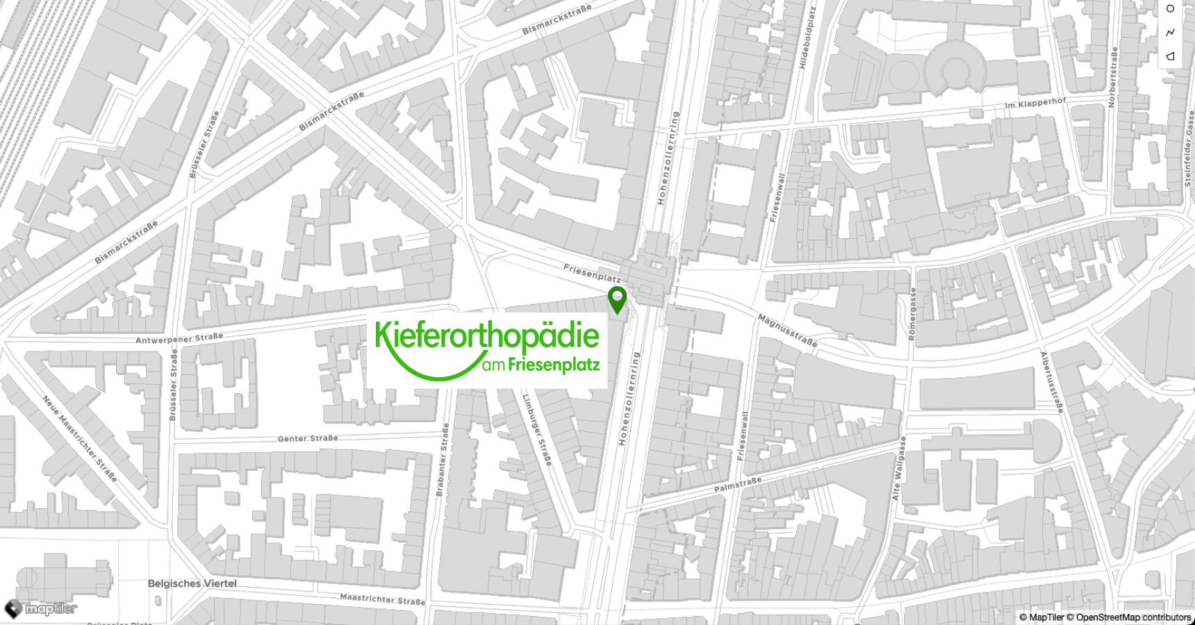 Landkarte Kieferorthopädie am Friesenplatz